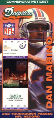 Dan Marino Miami Dolphins Career TD Pass 343 commemorative ticket