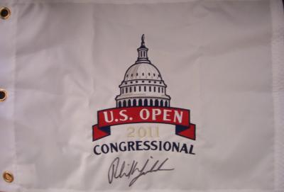 Phil Mickelson autographed 2011 U.S. Open embroidered flag
