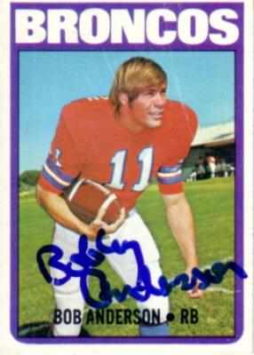Bobby Anderson autographed Denver Broncos 1972 Topps card