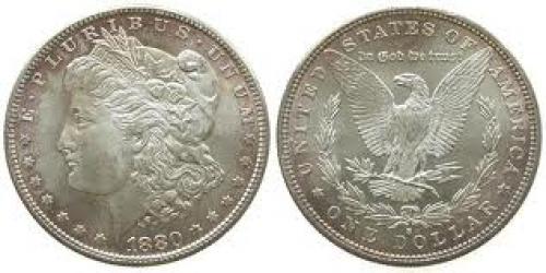 Coins; USA Ag Morgan, S (San Francisco), kleine Randfehler 1 Dollar 1880 