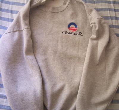 Barack Obama 2008 gray campaign embroidered sweatshirt LIKE NEW