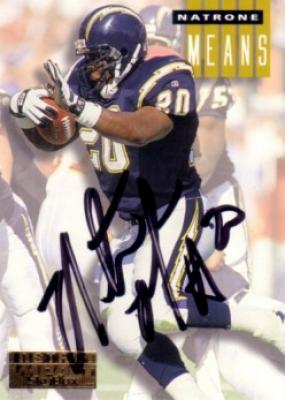 Natrone Means autographed San Diego Chargers 1994 SkyBox card
