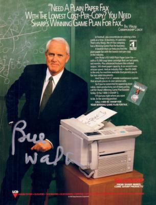 Bill Walsh autographed full page Sharp magazine ad