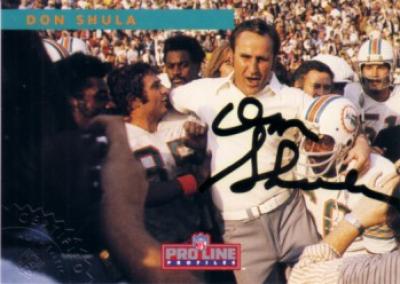Don Shula certified autograph Miami Dolphins 1992 Pro Line card
