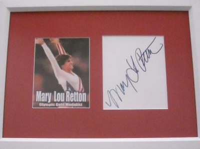 Mary Lou Retton autograph matted & framed with photo card