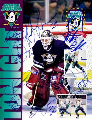 1993-94 Anaheim Mighty Ducks team autographed Inaugural Game program (Guy Hebert)