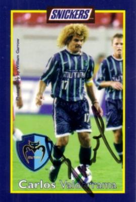 Carlos Valderrama autographed 1999 MLS Tampa Bay Mutiny card