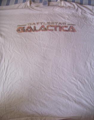 Battlestar Galactica logo white promo T-shirt XL