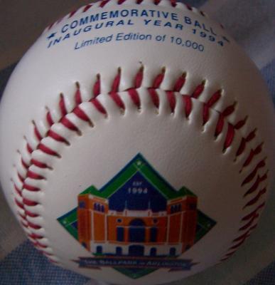 1994 Texas Rangers Ballpark in Arlington commemorative baseball