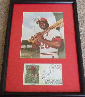 Lou Brock autographed St. Louis Cardinals Hall of Fame cachet framed with 8x10 photo