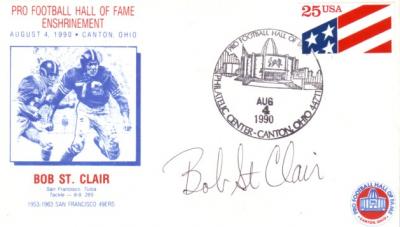 Bob St. Clair (49ers) autographed 1990 Hall of Fame Induction cachet