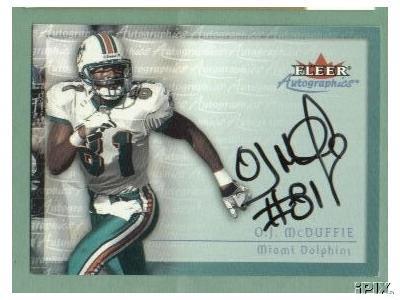 O.J. McDuffie certified autograph Miami Dolphins Autographics card
