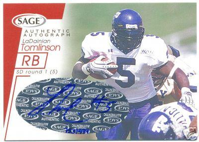 LaDainian Tomlinson certified autograph TCU 2001 SAGE card