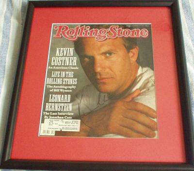 Kevin Costner autographed Rolling Stone magazine cover matted & framed