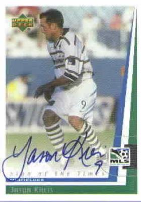 Jason Kreis certified autograph 1999 MLS Dallas Burn card