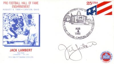 Jack Lambert (Pittsburgh Steelers) autographed 1990 Pro Football Hall of Fame cachet