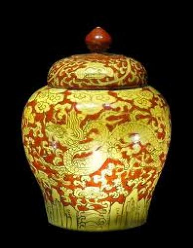 Antique Asian; Dragon Porcelain Vase