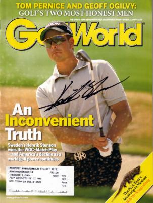 Henrik Stenson autographed 2007 Golf World magazine
