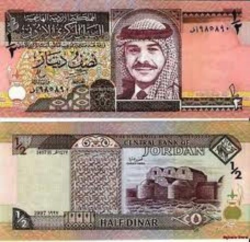 Banknotes; Jordan 1/2 dinar Banknote Middle East Paper money 1995.