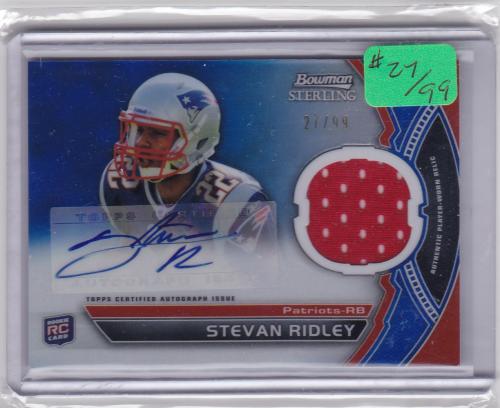 2011 BOWMAN STERLING BLUE REFRACTOR ROOKIE GAME JERSEY AUTO STEVAN RIDLEY NEW ENGLAND PATRIOTS
