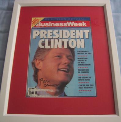 Bill Clinton autographed Business Week 1992 magazine cover matted & framed