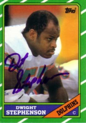 Dwight Stephenson autographed Miami Dolphins 1986 Topps card