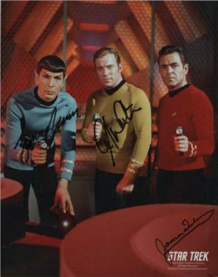 James Doohan Leonard Nimoy William Shatner autographed 8x10 Star Trek photo