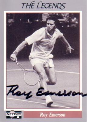 Roy Emerson autographed Netpro Legends tennis card