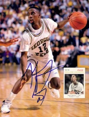 Kenny Anderson autographed Georgia Tech Beckett back cover photo