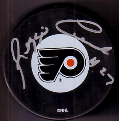 Reggie Leach autographed Philadelphia Flyers puck