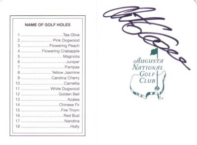 Retief Goosen autographed Augusta National Masters scorecard