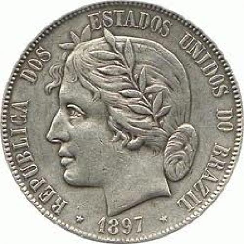 Coins;  Brazil 2000 reis Silver 917 coin obverse