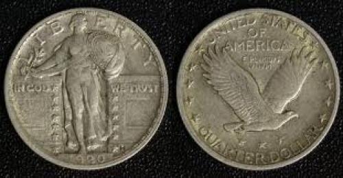 Coins; USA Standing Liberty -  1/4 Dollar 1920; coin