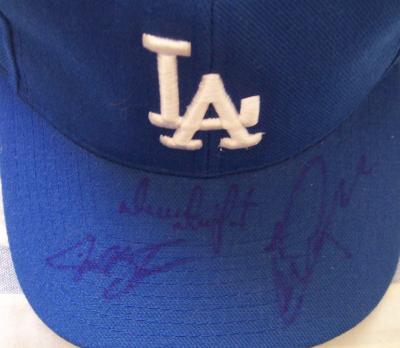 Darren Dreifort Chan Ho Park Jeff Shaw autographed Los Angeles Dodgers cap