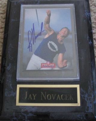 Jay Novacek certified autograph Dallas Cowboys 1993 Pro Line card in plaque