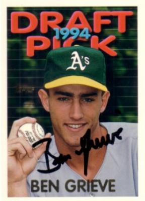 Ben Grieve autographed Oakland A's 1995 Topps Rookie Card