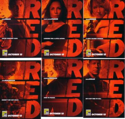RED movie 2010 Comic-Con EXCLUSIVE promo card set (6)