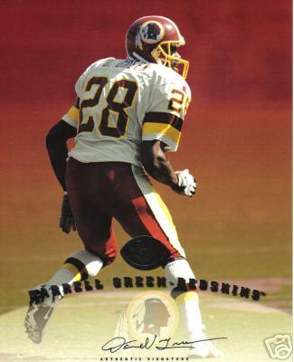 Darrell Green certified autograph Washington Redskins 1997 Leaf Signature 8x10 photo card