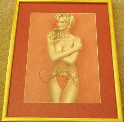 Claudia Schiffer autographed swimsuit calendar photo matted & framed