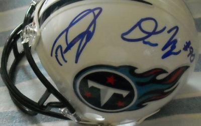 Derrick Morgan & Damian Williams autographed Tennessee Titans mini helmet