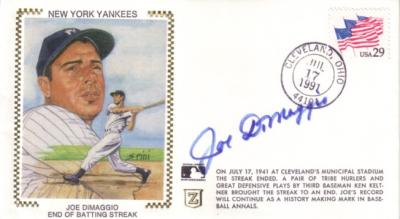 Joe DiMaggio autographed New York Yankees Hit Streak cachet envelope