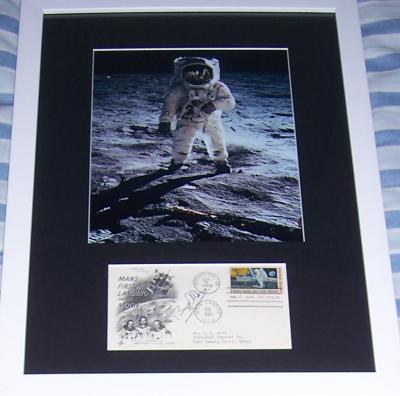 Buzz Aldrin autographed Apollo 11 cachet matted & framed with 8x10 photo