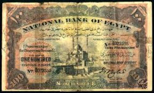Banknotes; 100 pounds; EGYPT Banknotes, National Bank of Egypt 1912-45 Issues