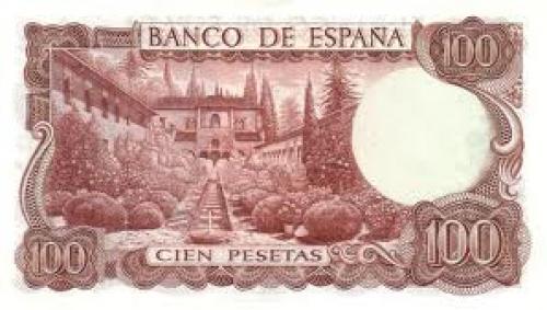 Banknotes, Spain /  100 Pesetas ; Back image