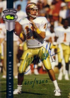 Casey Weldon certified autograph Florida State 1992 Classic card