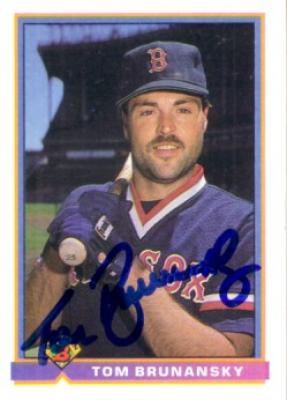 Tom Brunansky autographed Boston Red Sox 1991 Bowman card