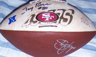 Jerry Rice & Steve Young autographed San Francisco 49ers logo football