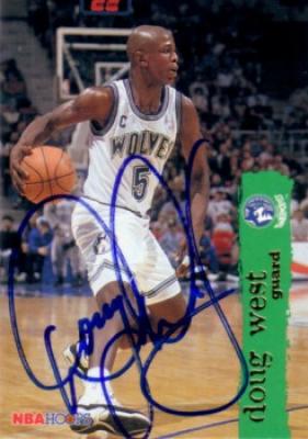 Doug West autographed Minnesota Timberwolves 1995-96 Hoops card