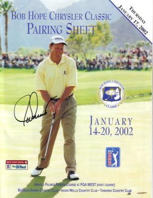 Joe Durant autographed 2002 Bob Hope Chrysler Classic golf pairings sheet