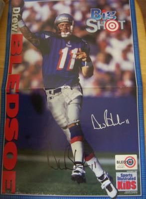 Drew Bledsoe autographed New England Patriots SI for Kids mini poster